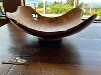 68  Large Yew Wood Bowl with Pedestal