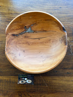 66  Large Yew Wood Bowl with Metal Inlay