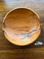 66  Large Yew Wood Bowl with Metal Inlay